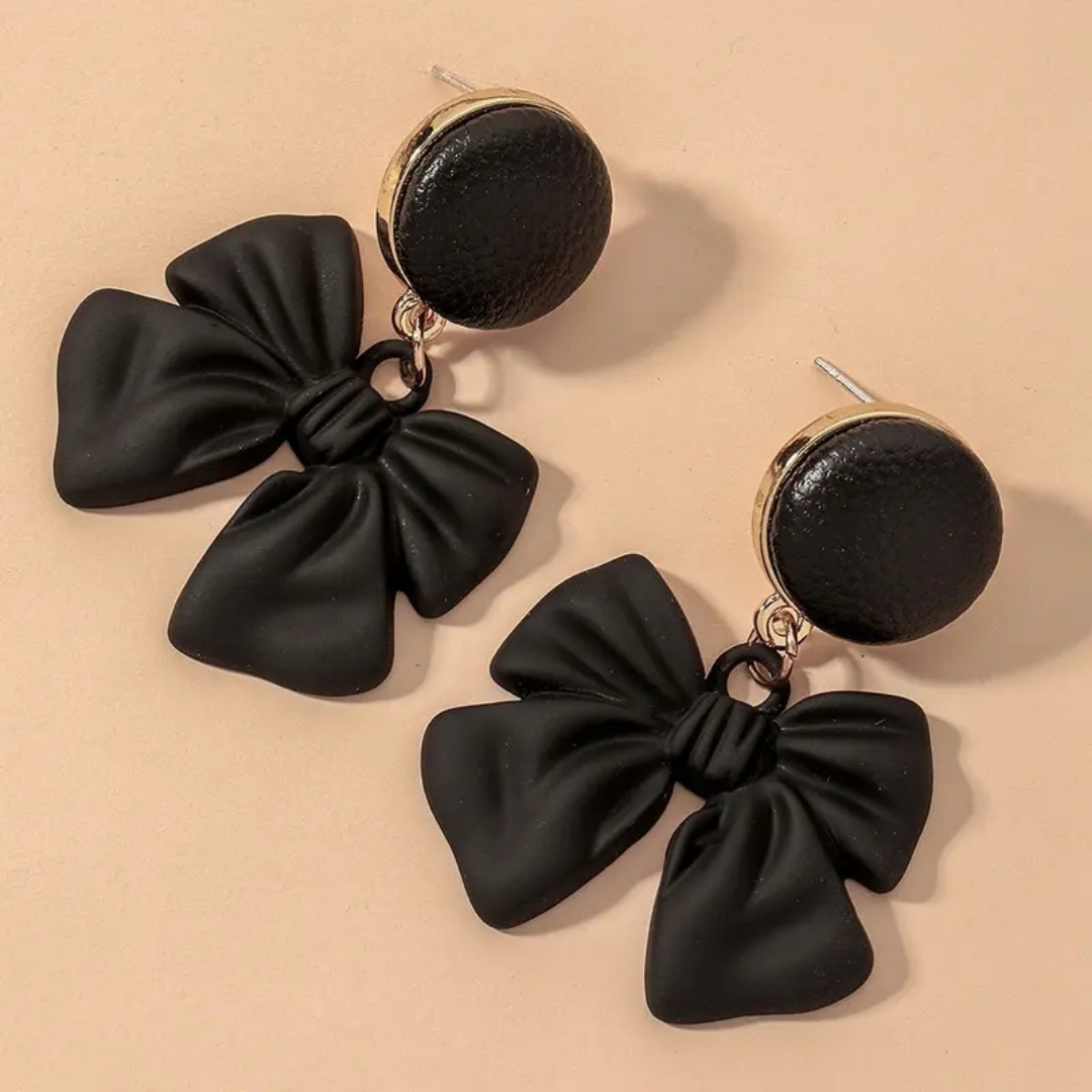 Midnight Bow Dangle Earrings