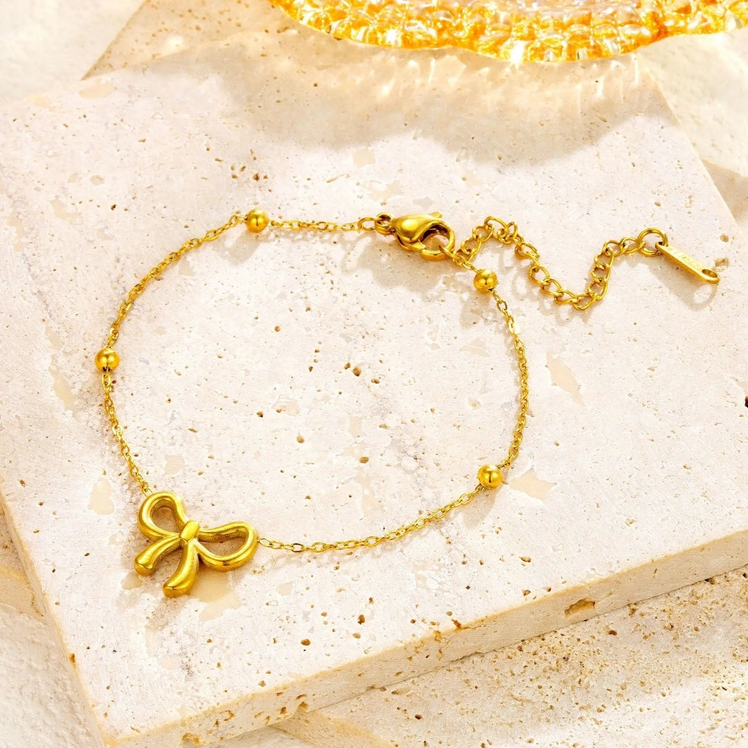 Golden Bow Charm Bracelet