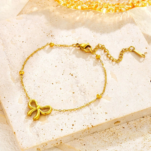 Golden Bow Charm Bracelet