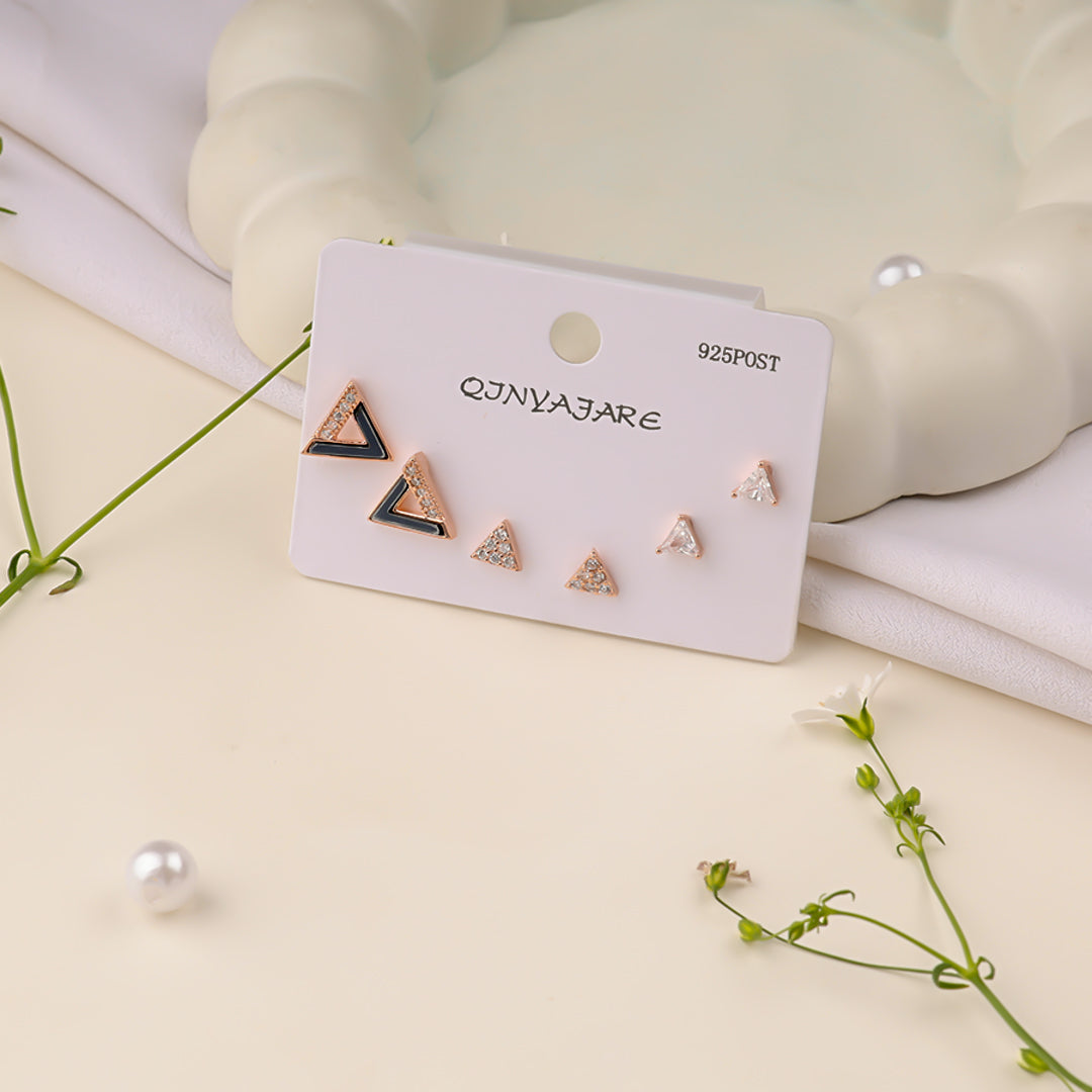 Minimal Triangle Stud Combo Earrings