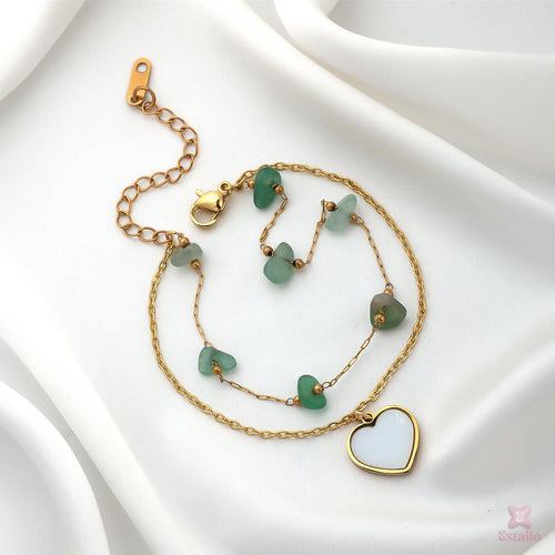 Green Heart Charm Bracelet