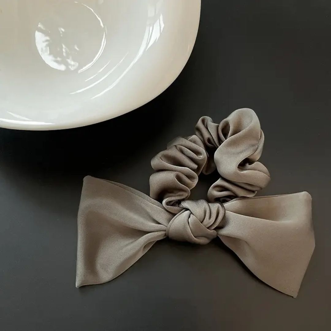 Beige Bow Scrunchie