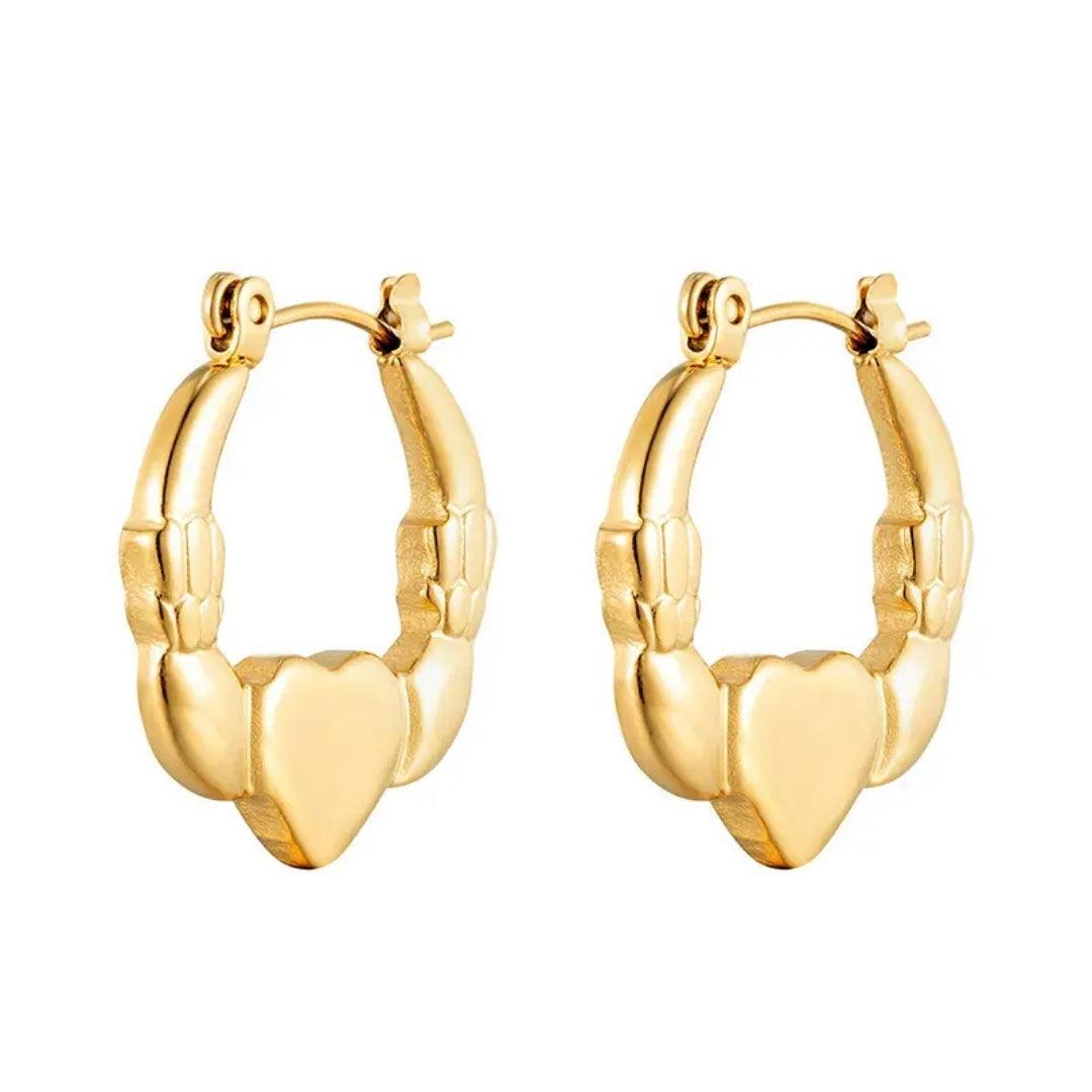 Gilded Heart Hoops Earrings