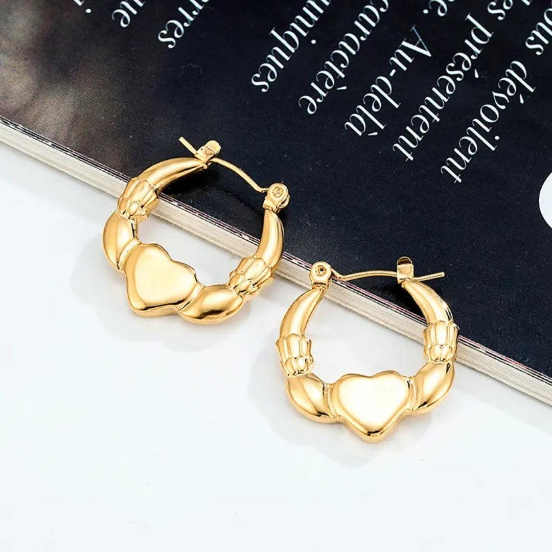 Gilded Heart Hoops Earrings