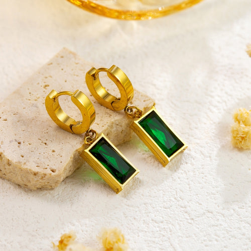 Precious Green Rectangle Earrings
