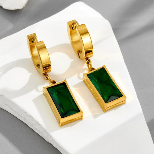Precious Green Rectangle Earrings