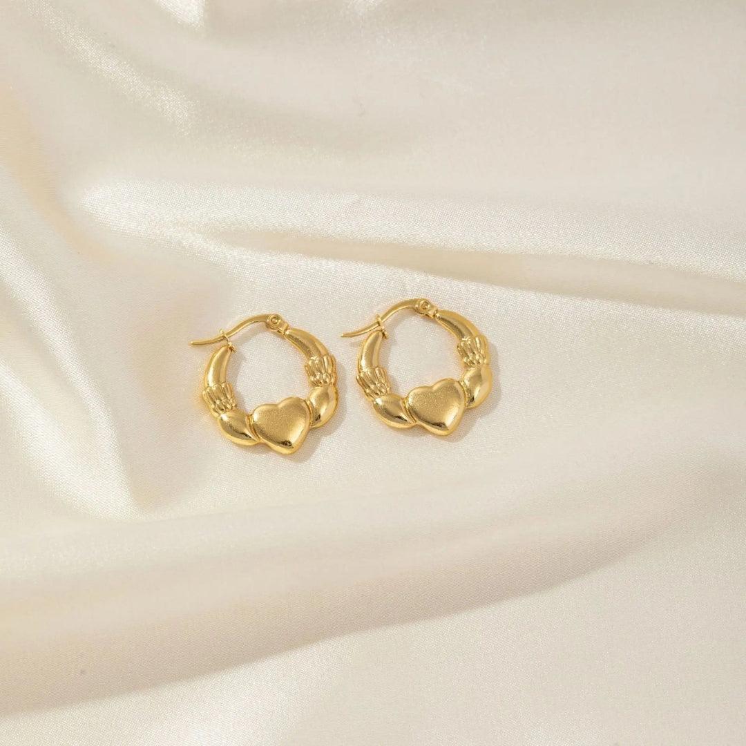 Gilded Heart Hoops Earrings