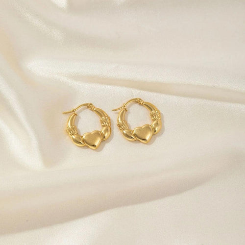Gilded Heart Hoops Earrings