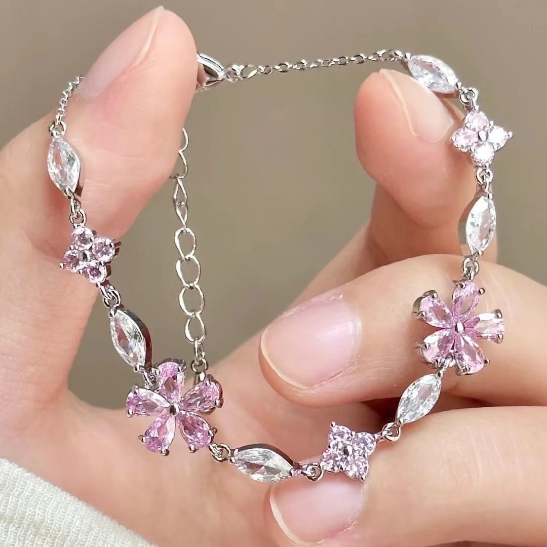 Pink Crystal Blossom Bracelet
