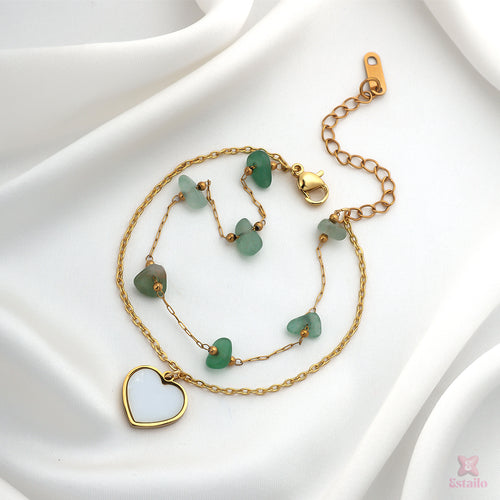 Green Heart Charm Bracelet