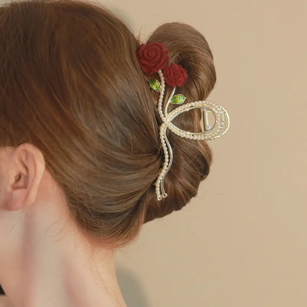 Rose Pearl Bloom Hair Claw