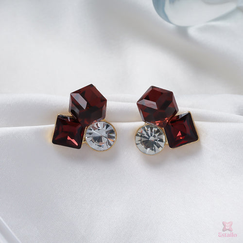 Crimson Prism Stud Earrings