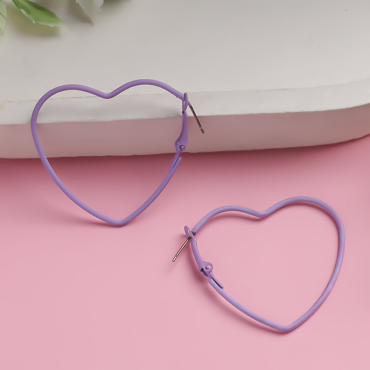 Colored Heart Hoops Earrings