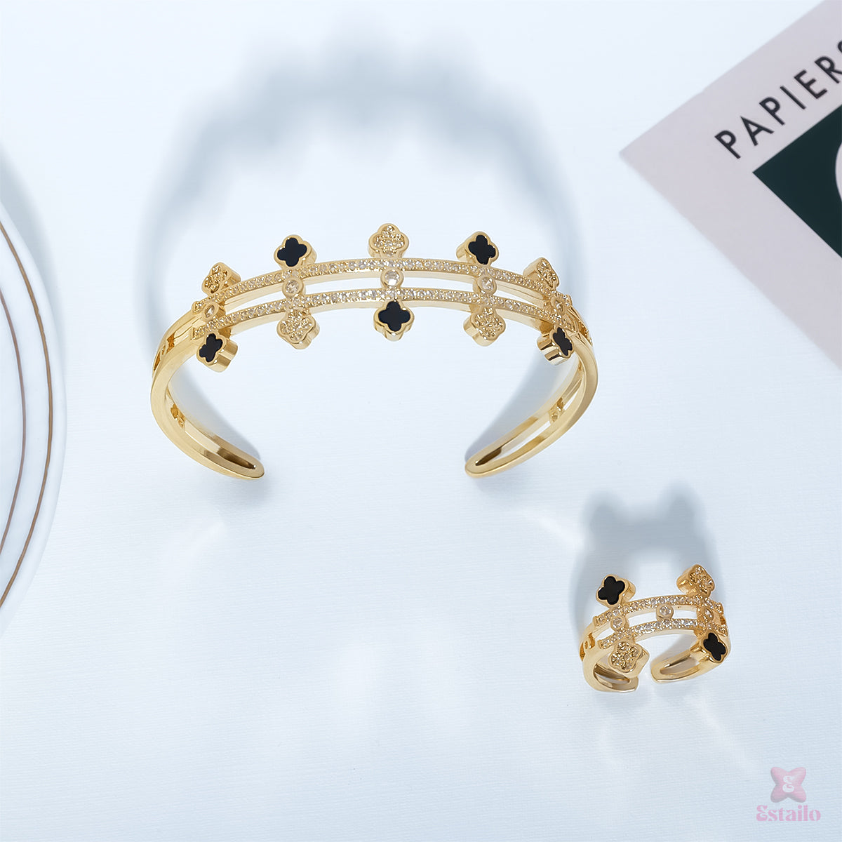 Golden Hexa Glam Bracelet and Ring