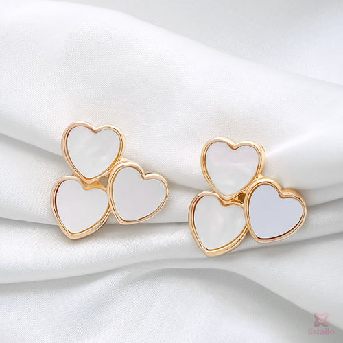 Triple Heart Stud Earrings