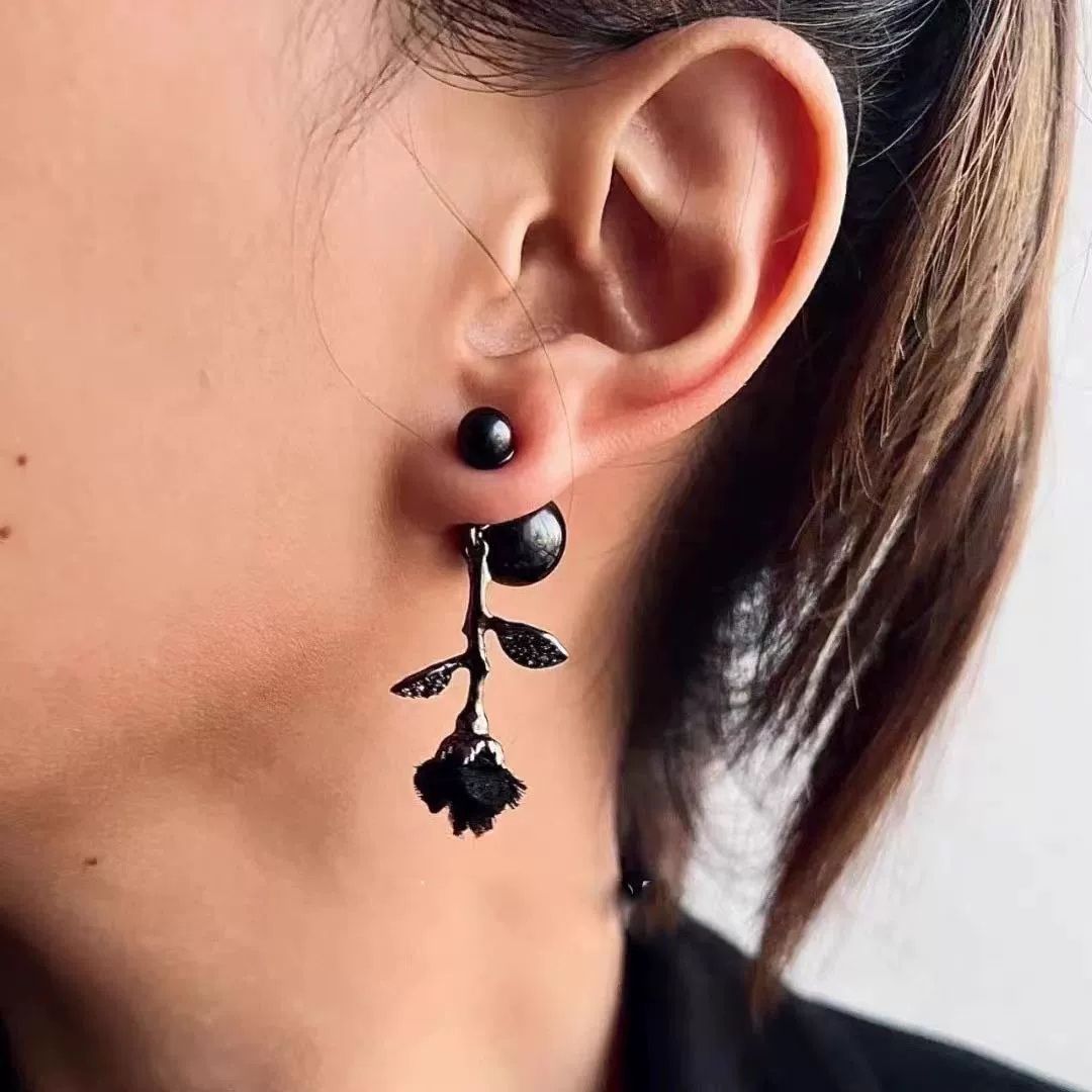 Shadowed Rosette Drops Earrings
