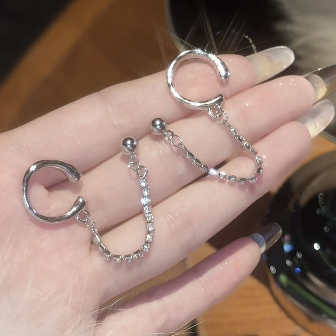 Sleek Orbit Drapes Earcuff Earrings (Both)