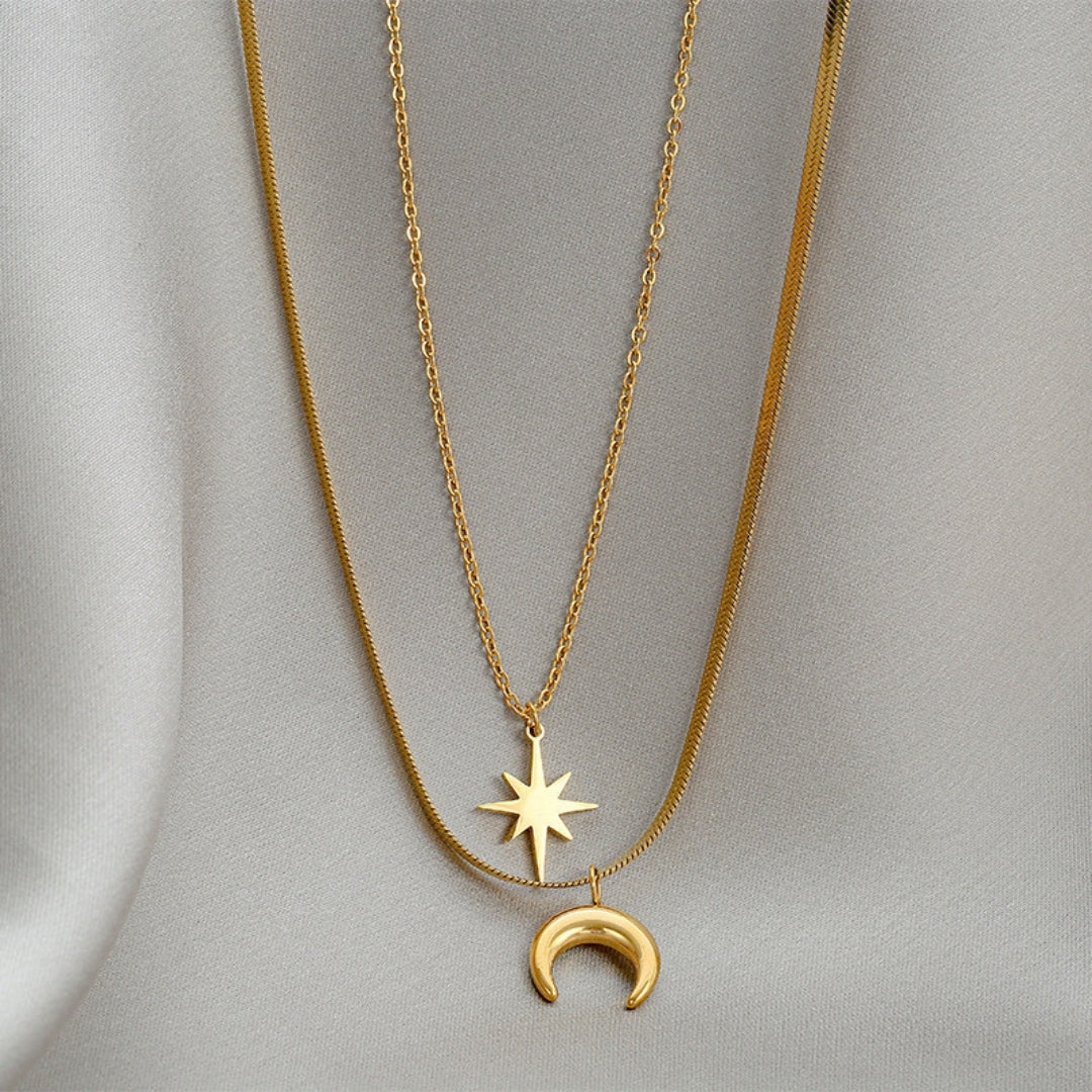 Twinkle & Crescent Duo Necklace