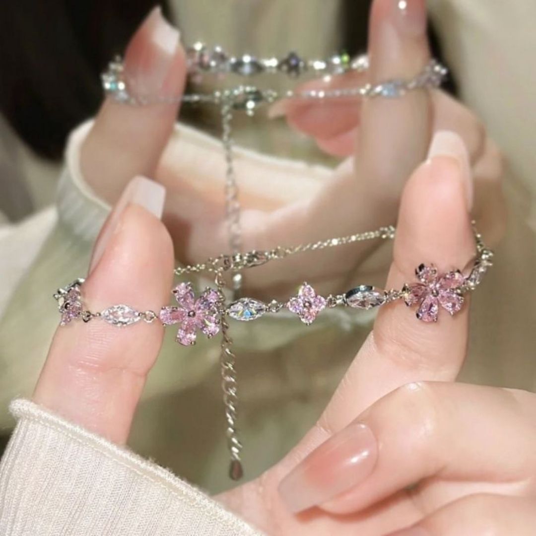 Pink Crystal Blossom Bracelet
