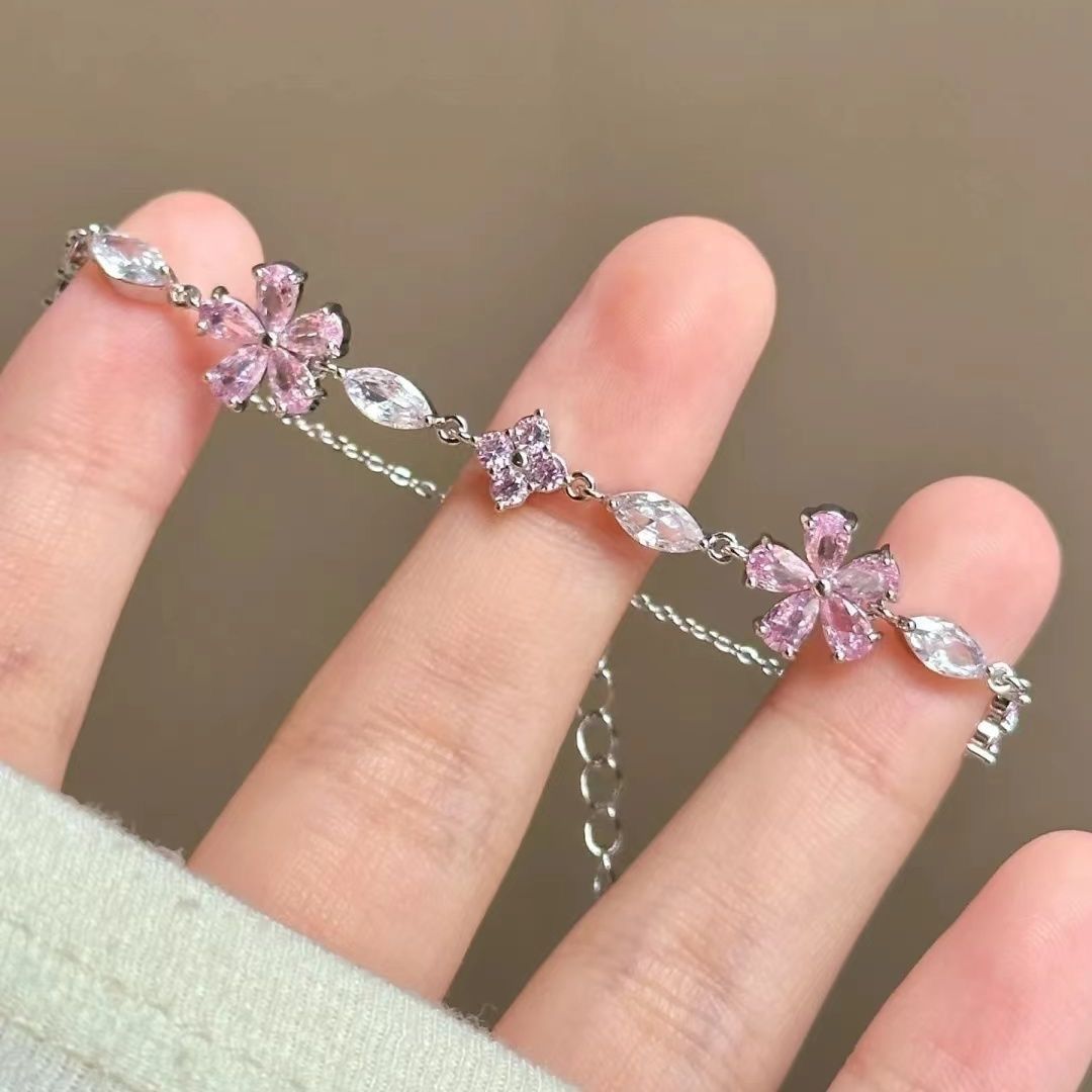 Pink Crystal Blossom Bracelet