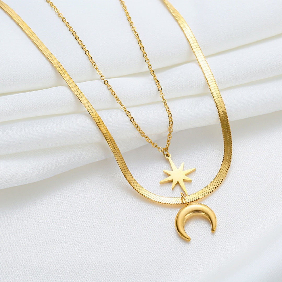 Twinkle & Crescent Duo Necklace