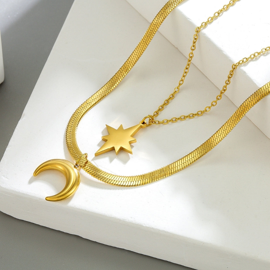 Twinkle & Crescent Duo Necklace