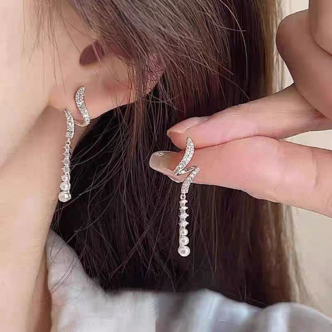 Silver Glimmer Droplet Earrings