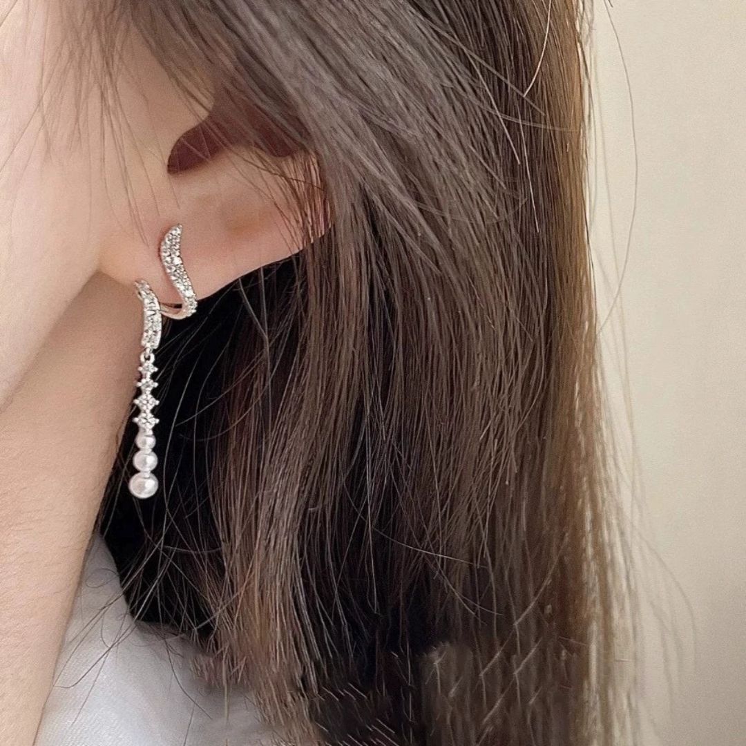 Silver Glimmer Droplet Earrings