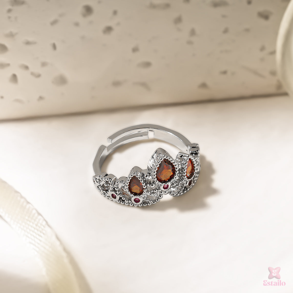 Garnet Crown Ring