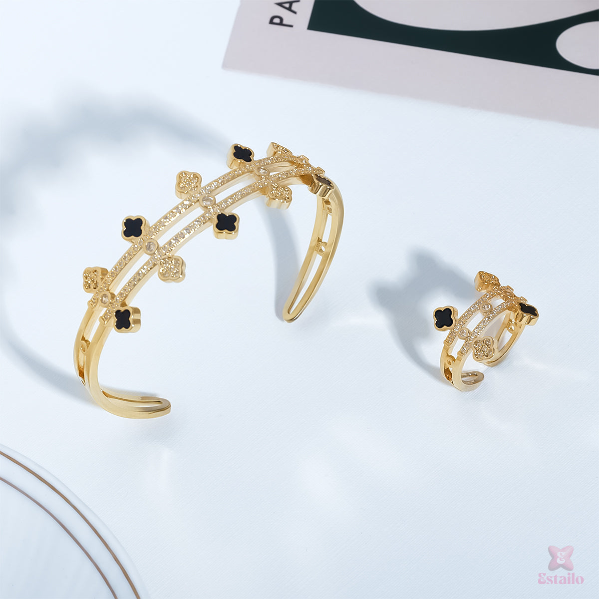 Golden Hexa Glam Bracelet and Ring