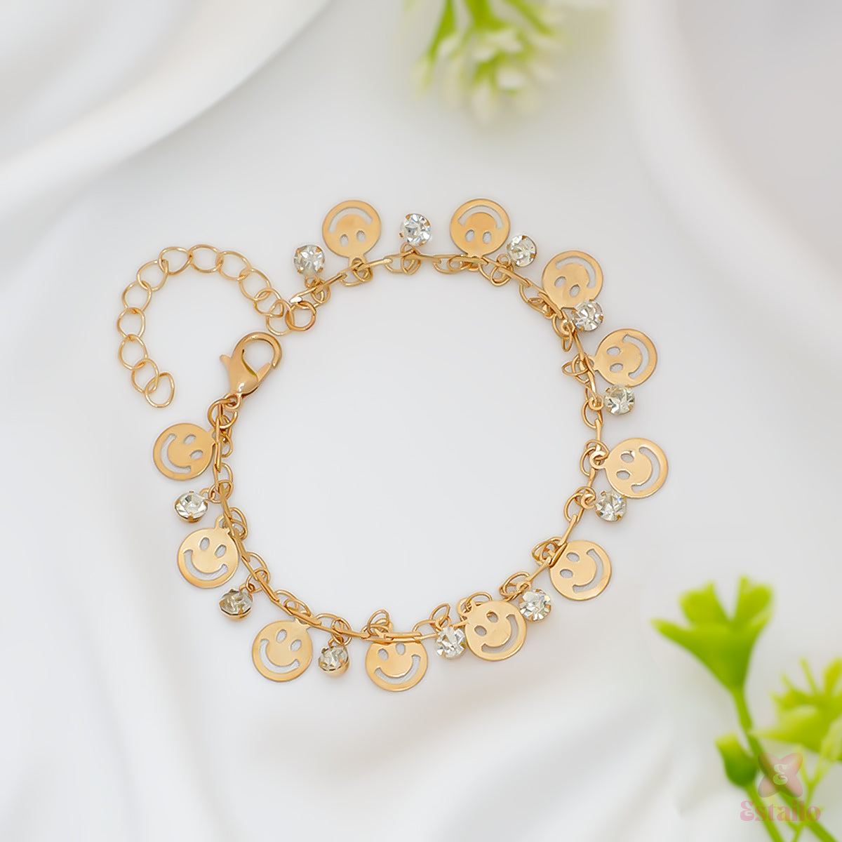 Golden Smiley Stone Bracelet