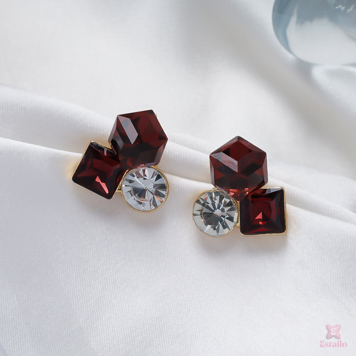 Crimson Prism Stud Earrings