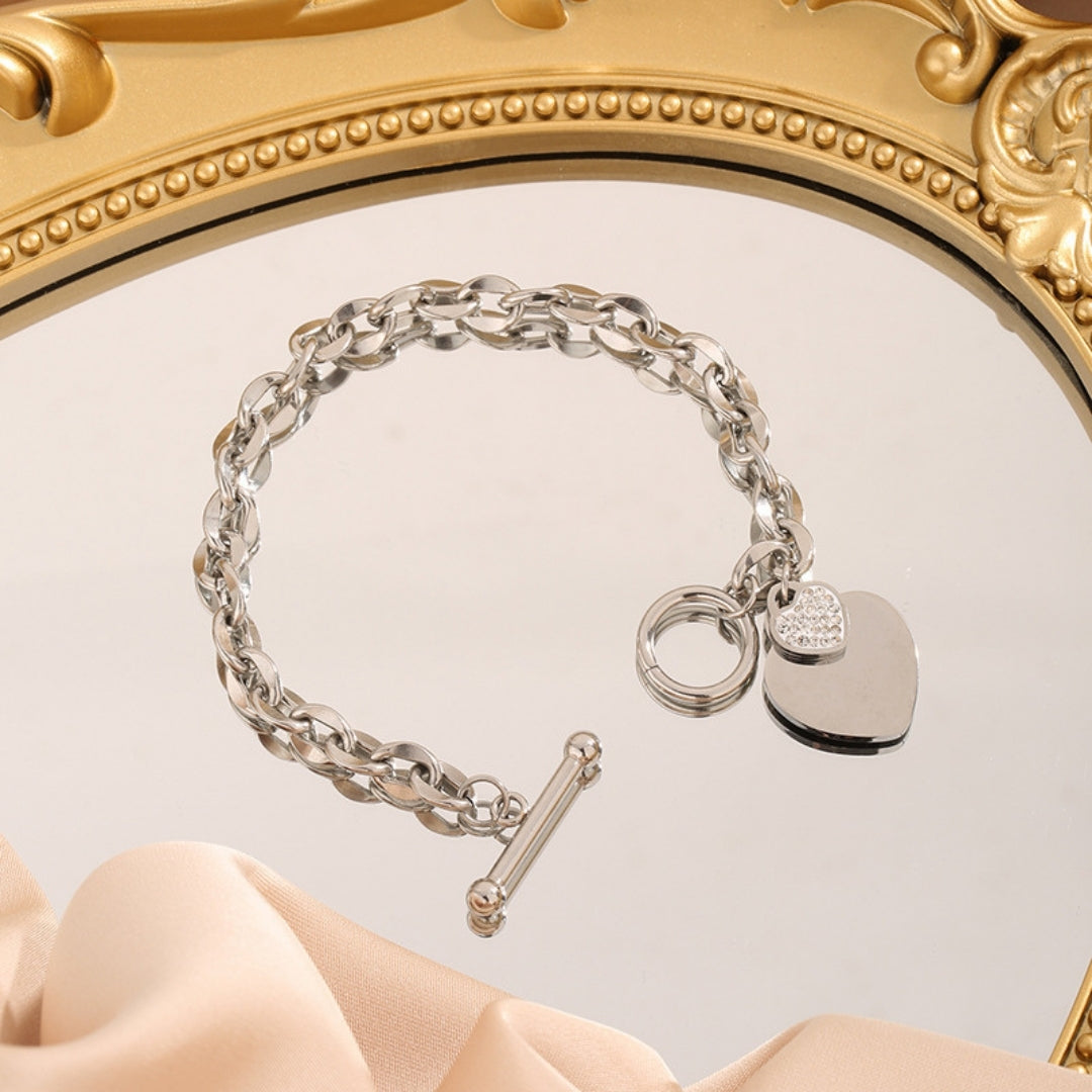 Silver Serenity Heart Bracelet