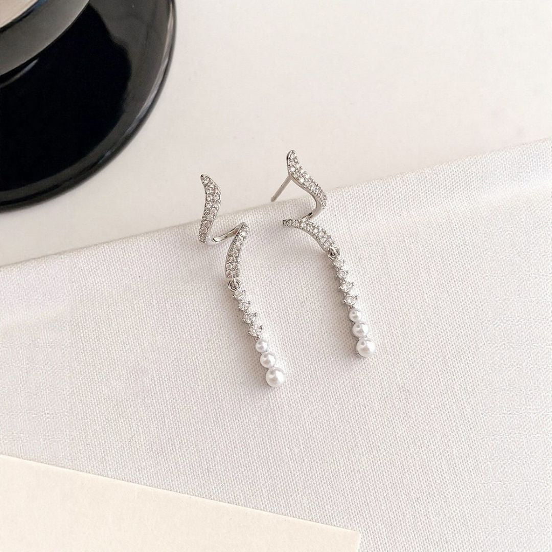 Silver Glimmer Droplet Earrings