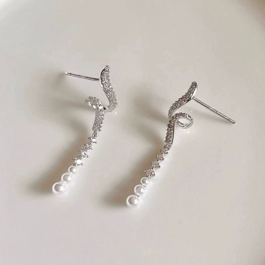 Silver Glimmer Droplet Earrings