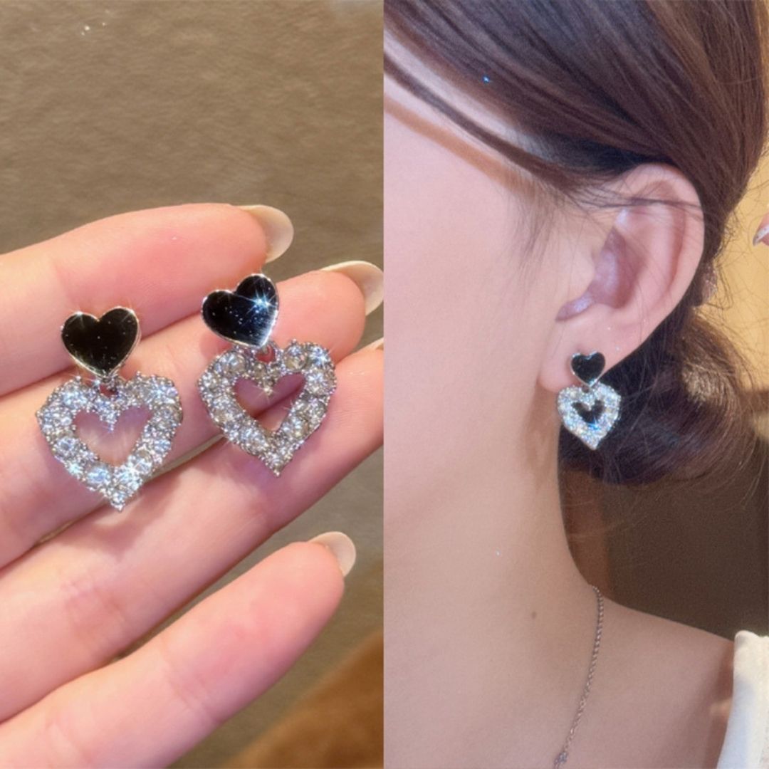 Shadow-Glow Heart Dangles Earrings