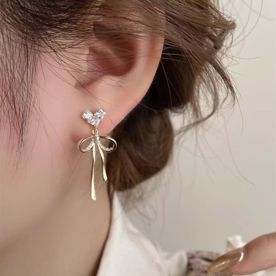 Gilded Crystal Knot Earrings