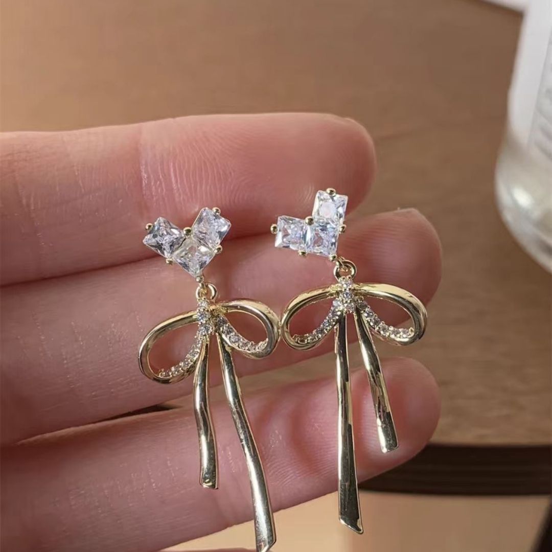 Gilded Crystal Knot Earrings