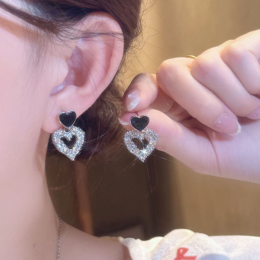 Shadow-Glow Heart Dangles Earrings