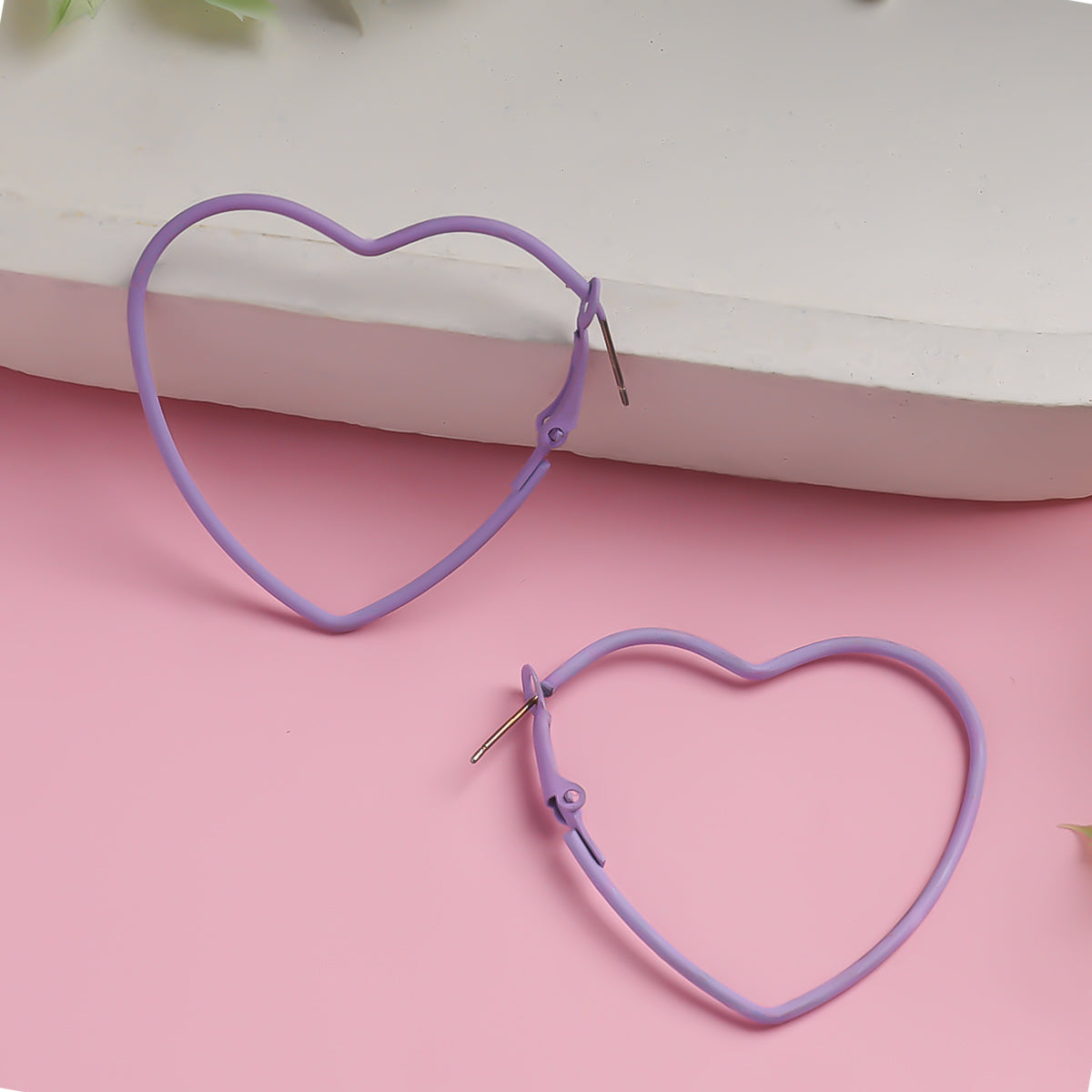 Colored Heart Hoops Earrings