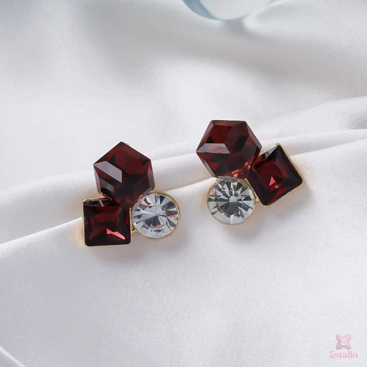 Crimson Prism Stud Earrings
