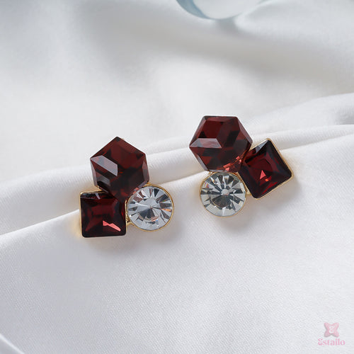 Crimson Prism Stud Earrings