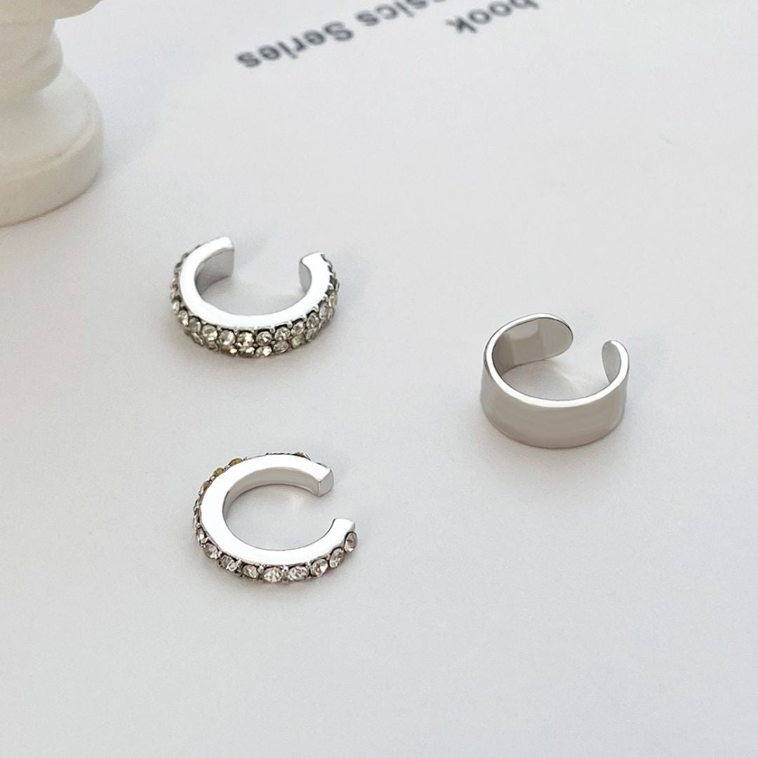 Silver Silk Cuffs Earrings