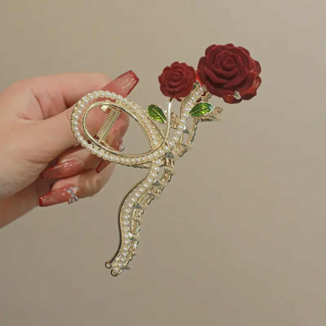 Rose Pearl Bloom Hair Claw