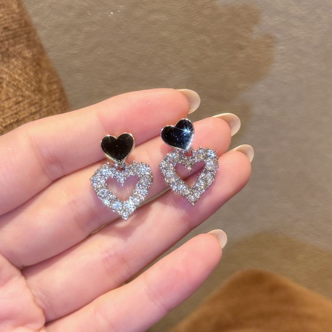 Shadow-Glow Heart Dangles Earrings