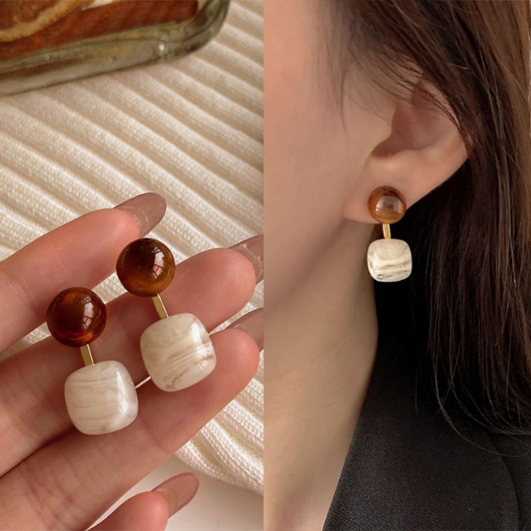 Amber Drop Studs Earrings