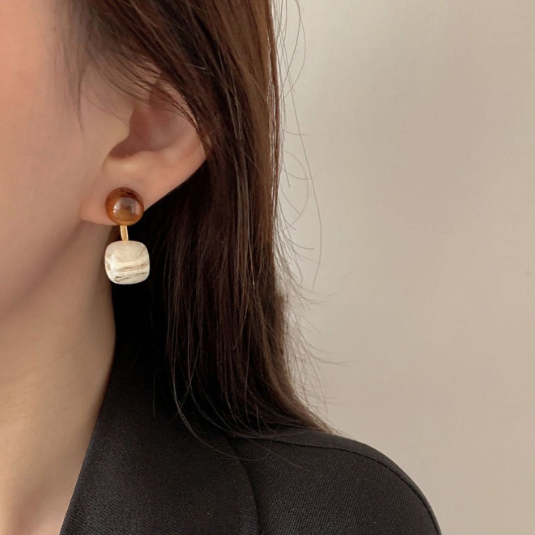 Amber Drop Studs Earrings