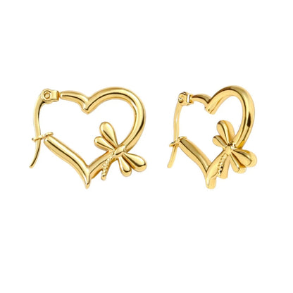 Golden Heart Hoops Earrings