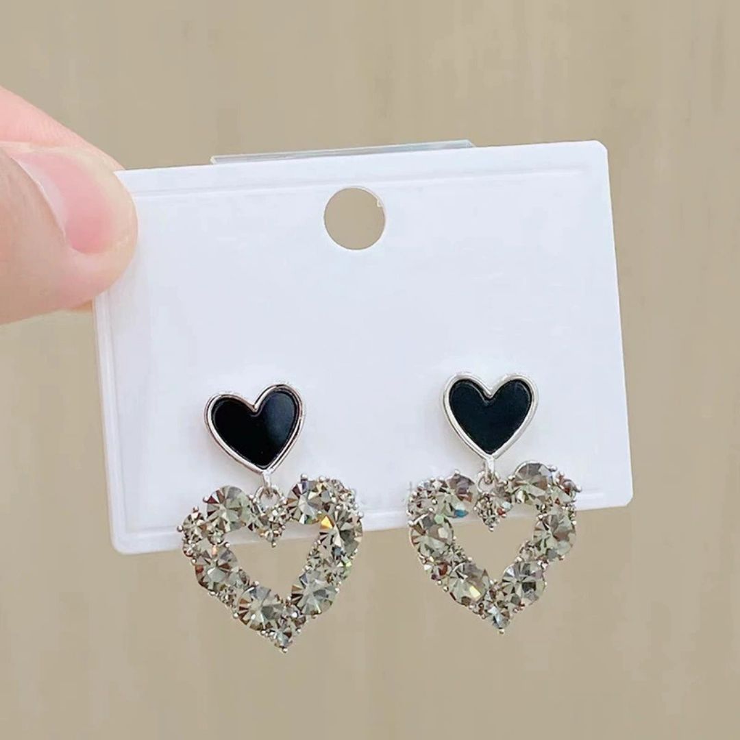 Shadow-Glow Heart Dangles Earrings
