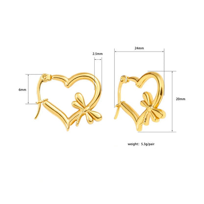 Golden Heart Hoops Earrings